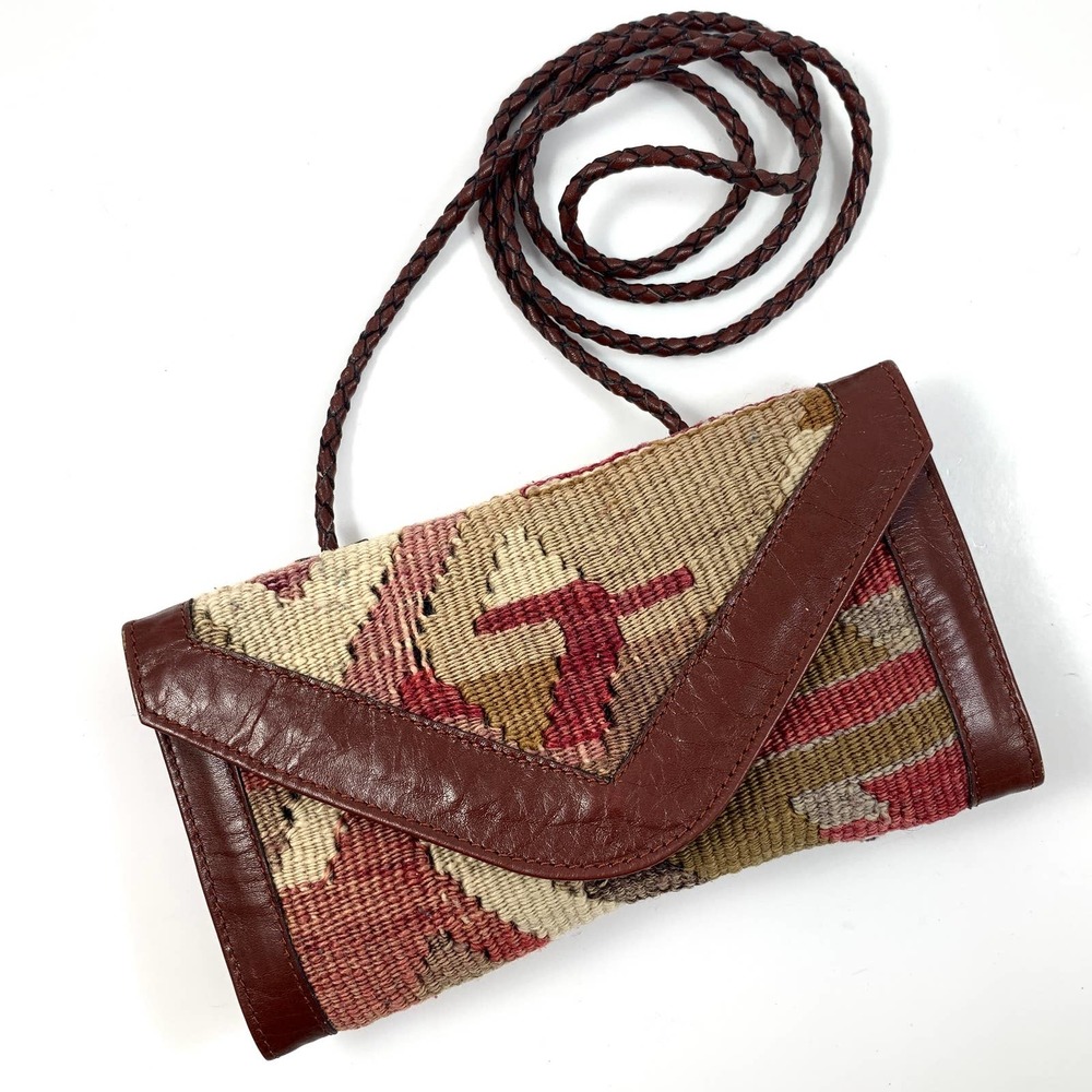 ❌SOLD❌ VTG hand made Turkish wool and leather wallet bag - Picture 5 of 11